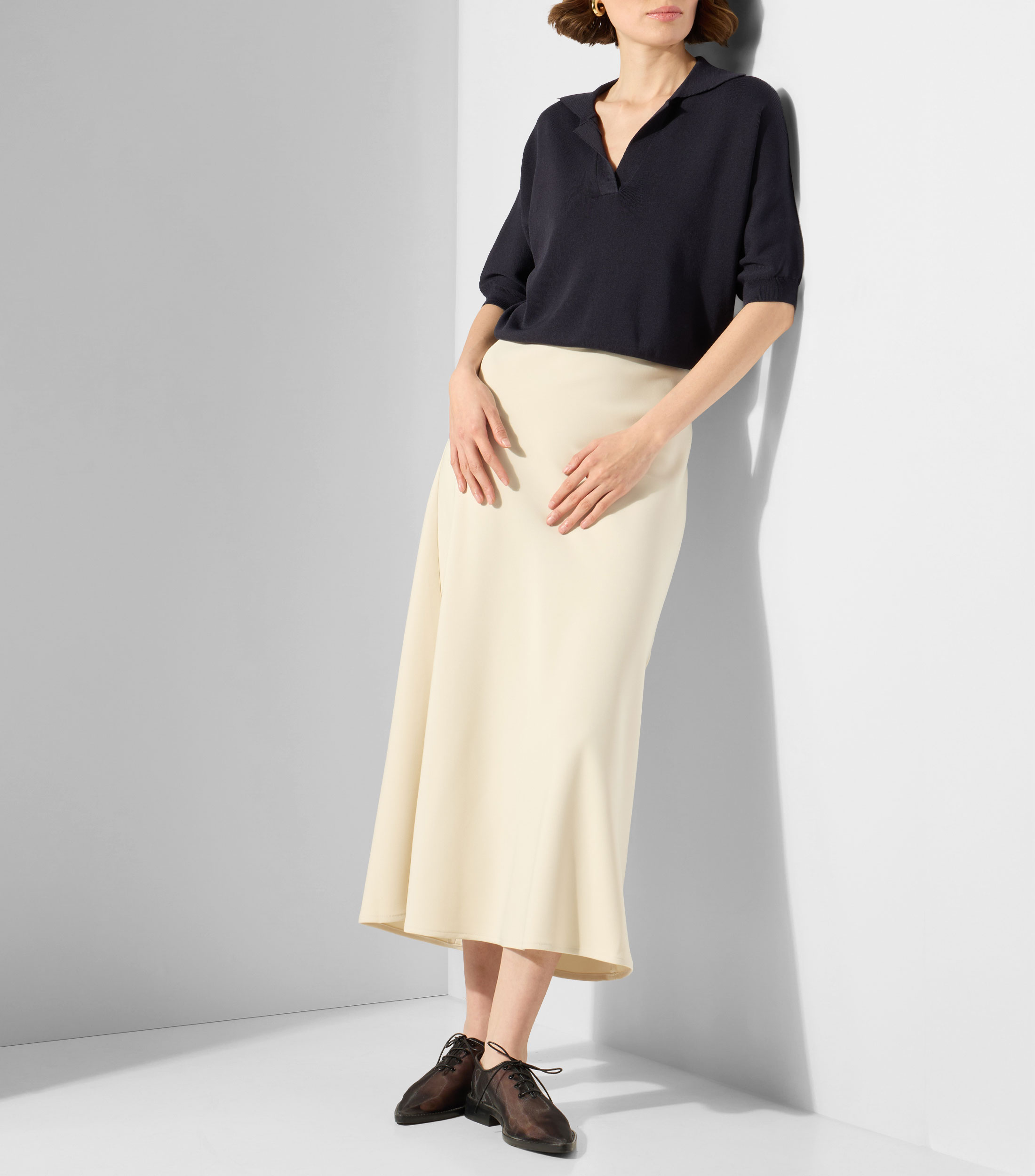 Blusa lisa con manga corta Mujer